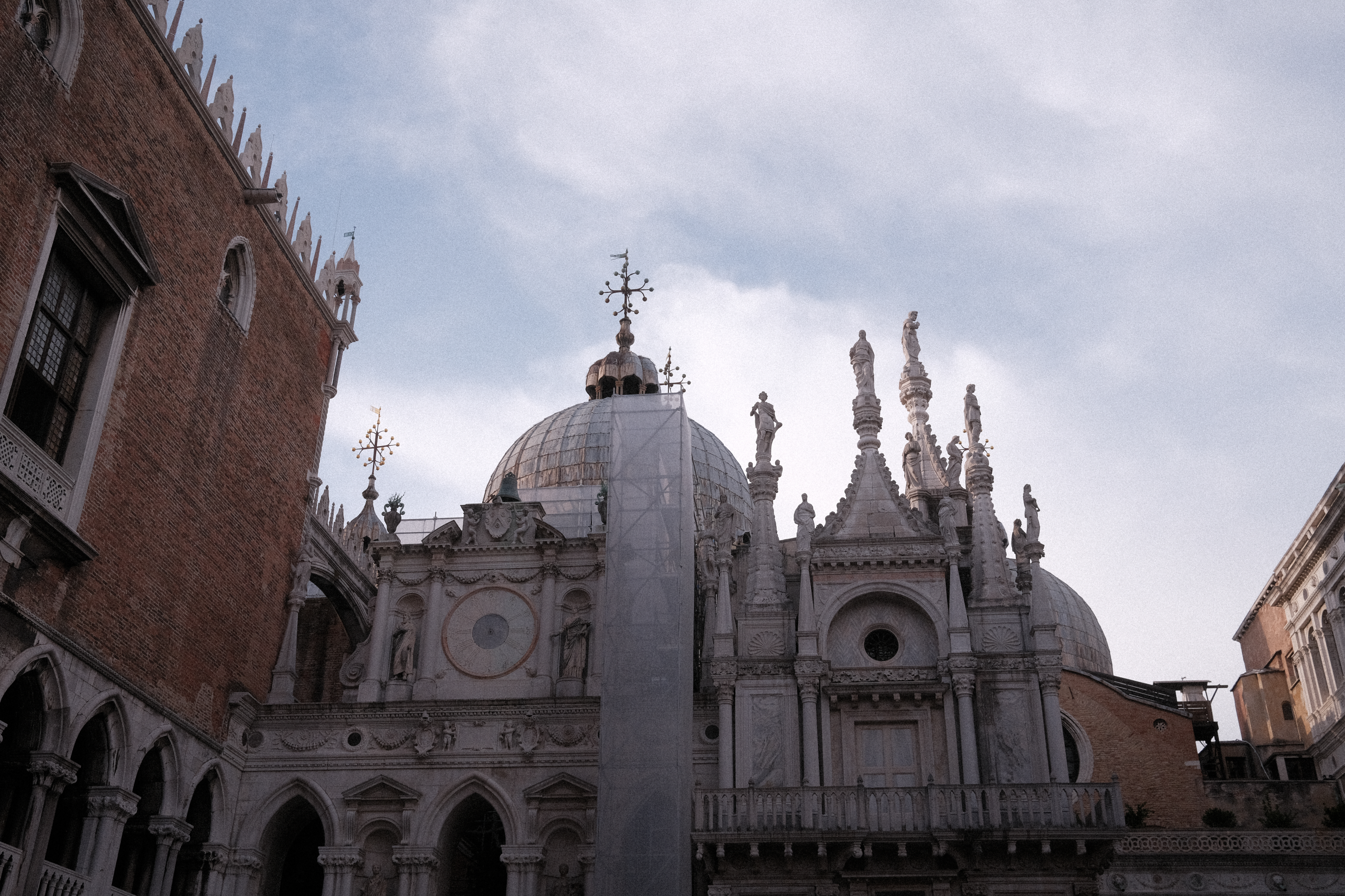 The view of the South side of the Basilica di San Marco from within the courtyard of the Doge's palace