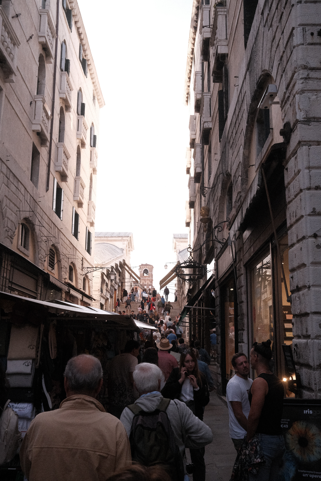 Looking up the street towards Rialto Bridge