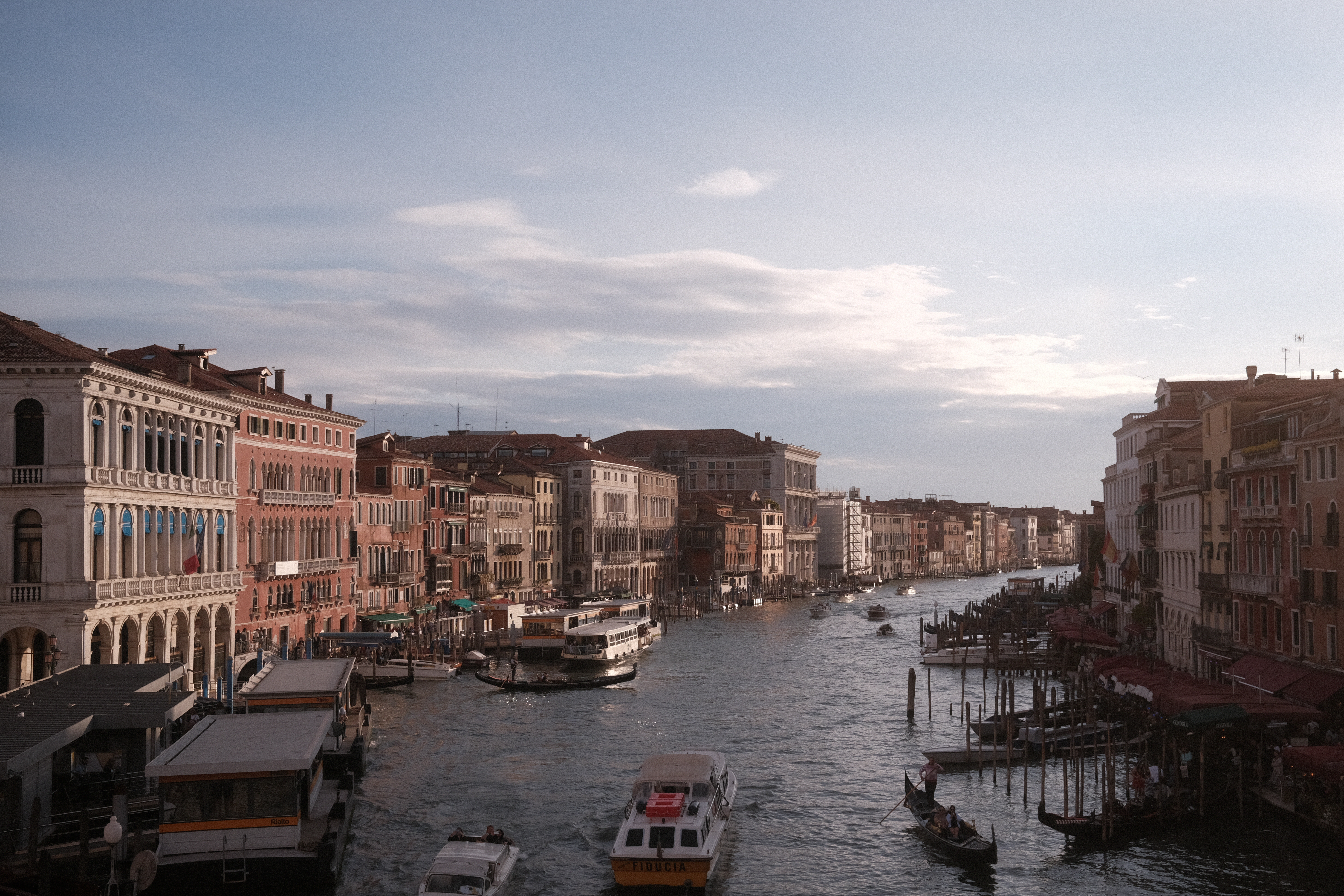 View of the Grand Canal from atop Rialto Bridge, facing West