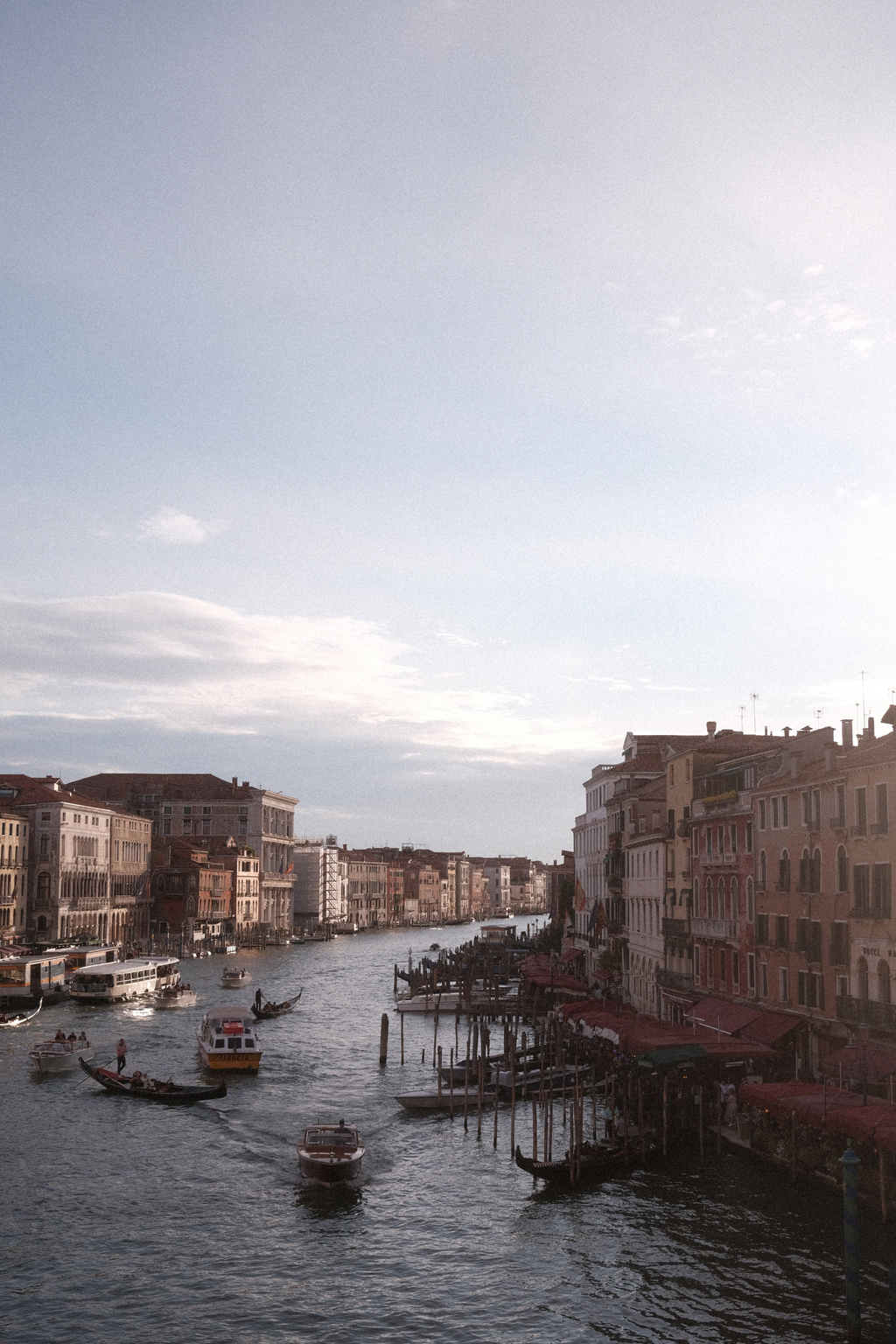 View of the Grand Canal from atop Rialto Bridge, facing west