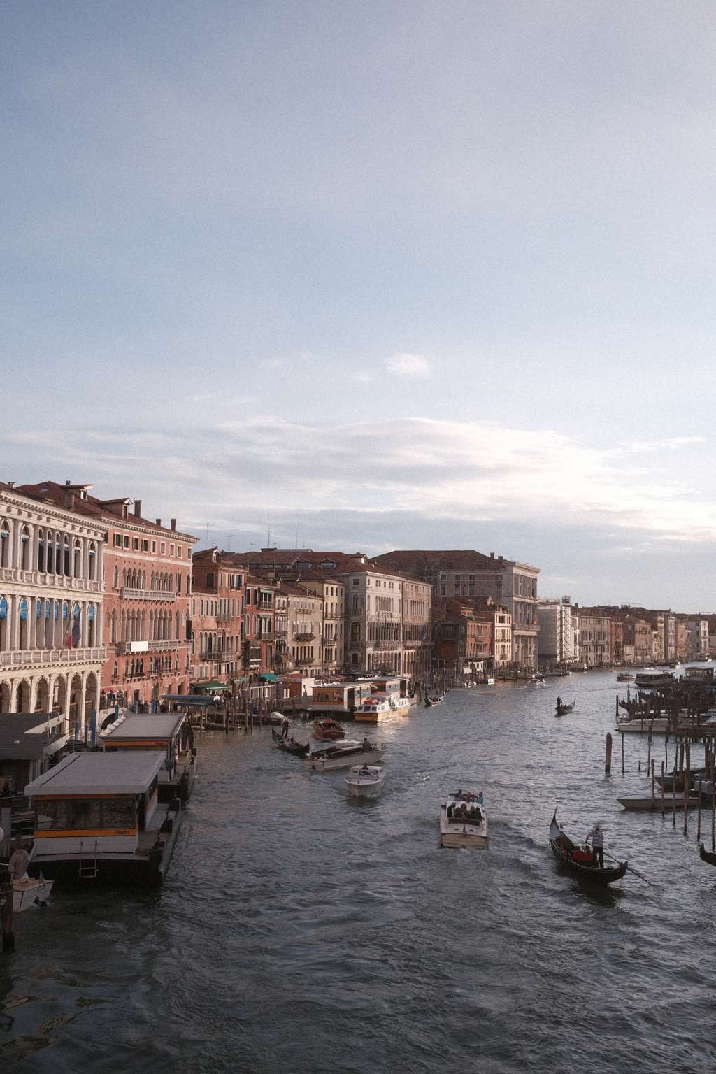 View of the Grand Canal from atop Rialto Bridge, facing West