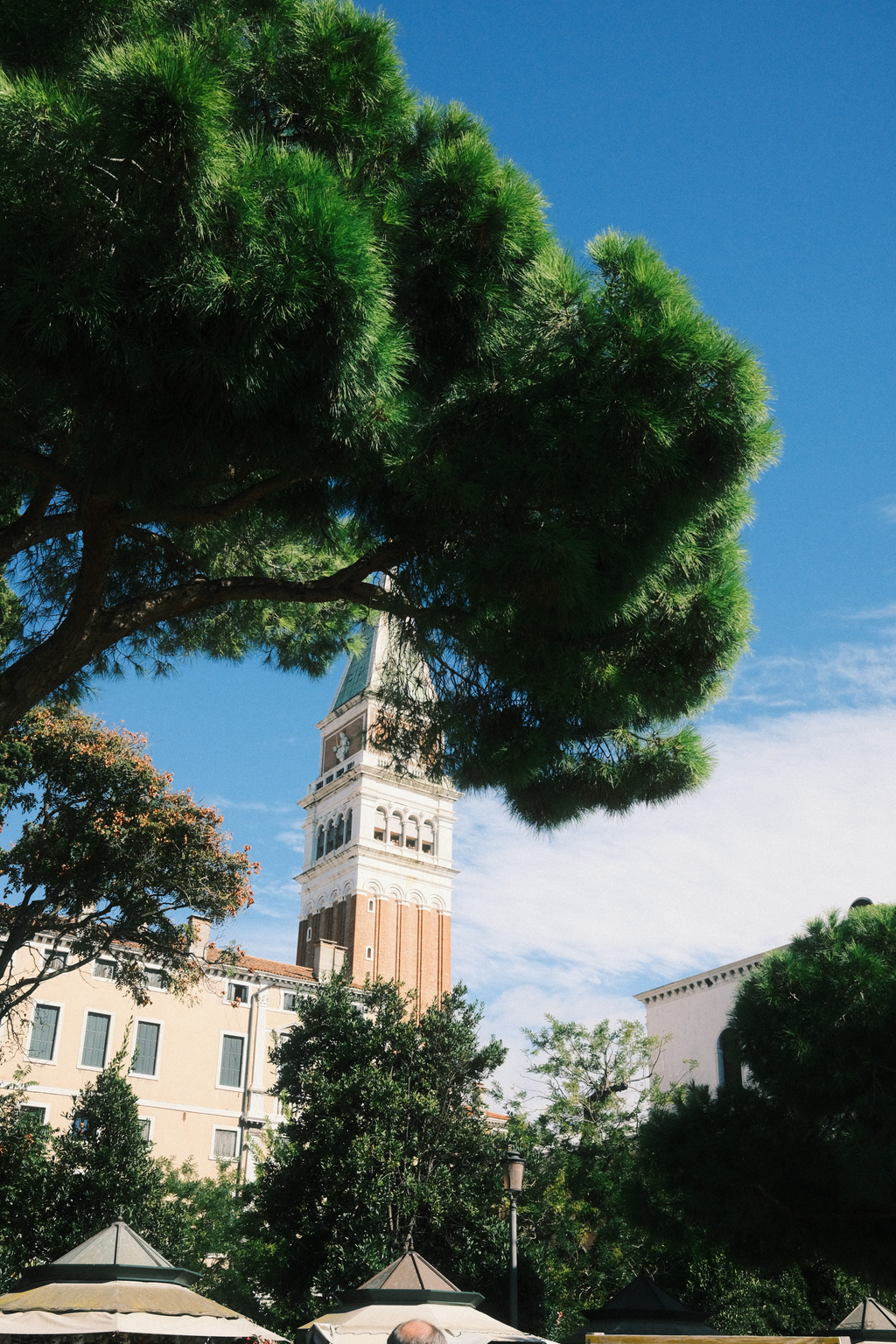 The bell tower of Venice as viewed from the docks of San Marco's Square