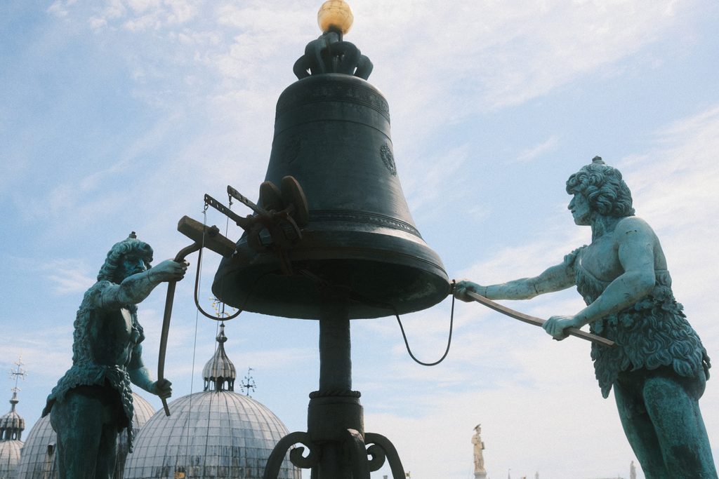 Both of the bell-striking statues of the clock tower