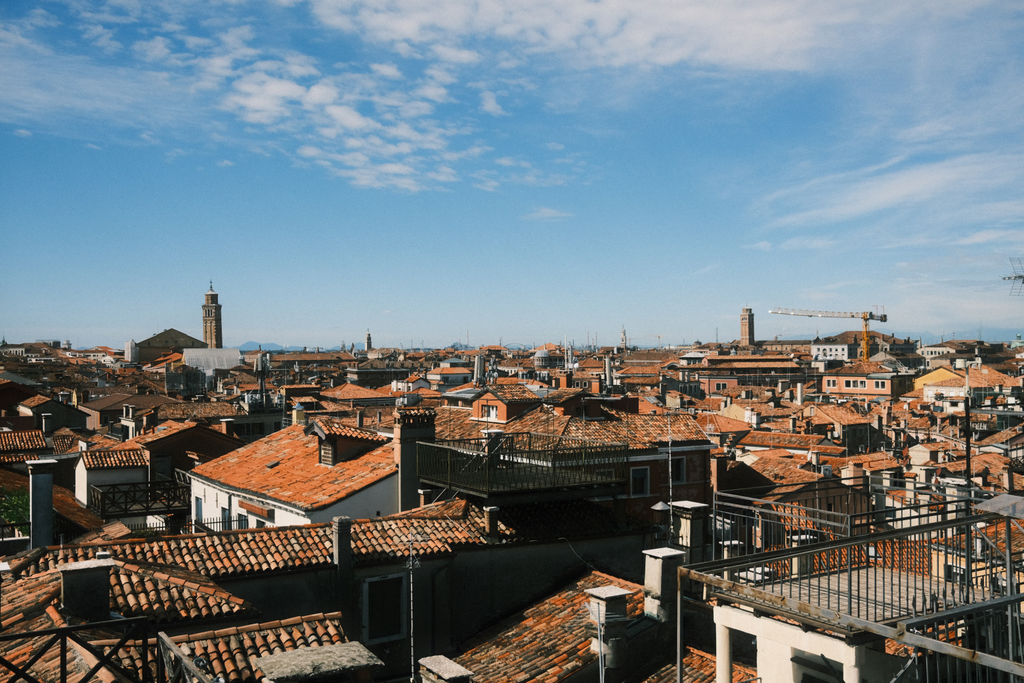 Rooftops of Venice as seen from atop the clock tower, facing west