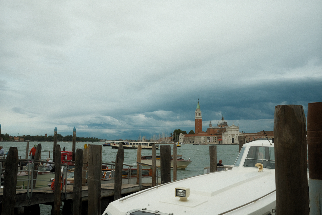 View of an oncoming storm, facing out over the Grand Canal