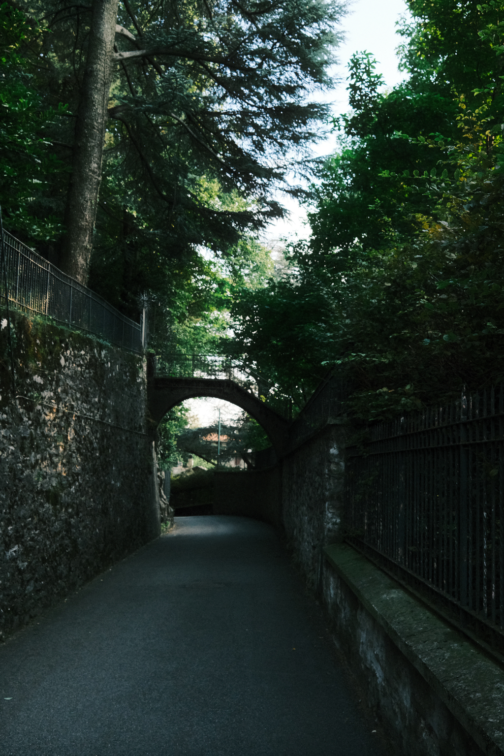 A bridge over the street, connecting two parts of one larger estate