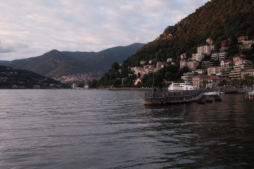 Pier reaching out into Lake Como