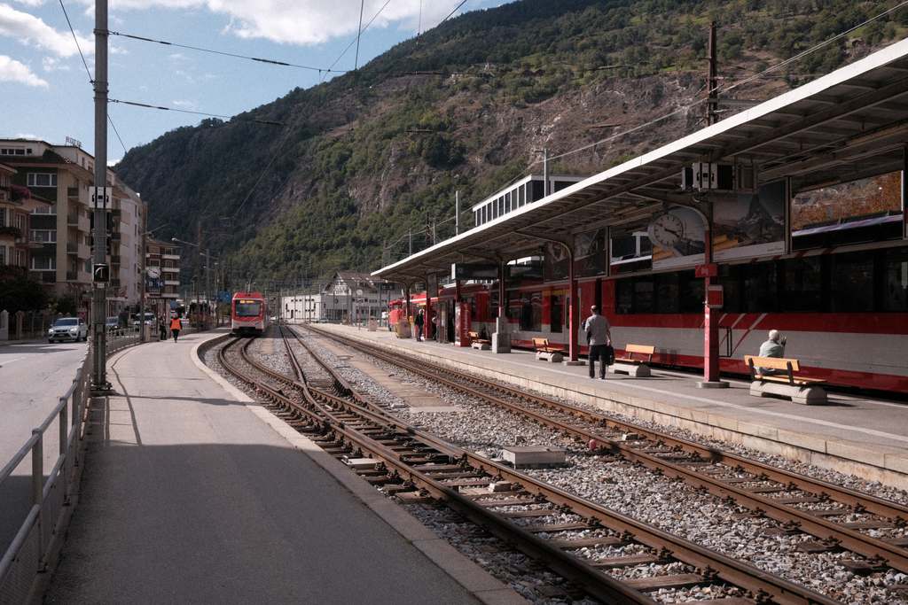 The train station in Brig for the lines on the Gotthard-Zermatt line