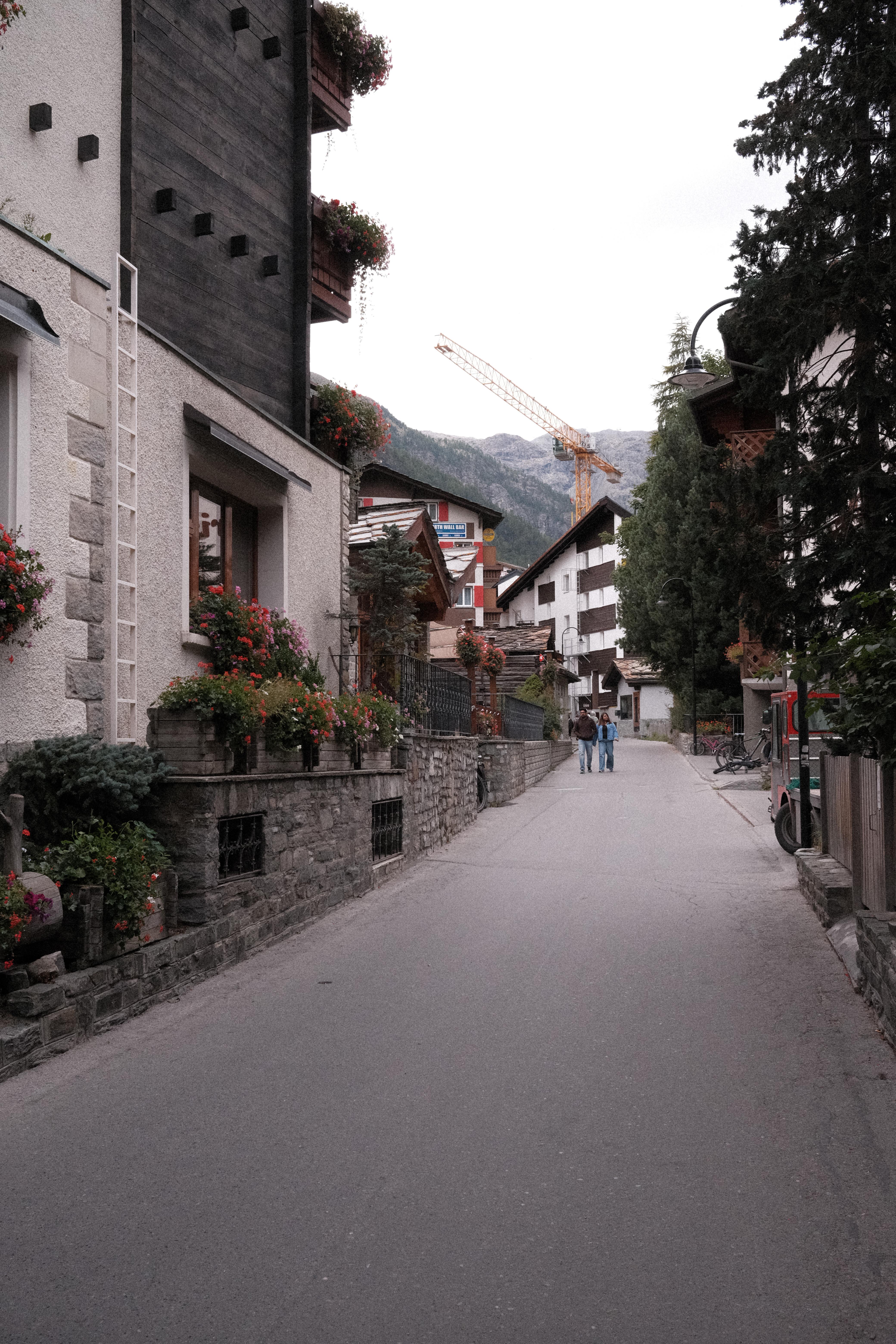 Looking up a street