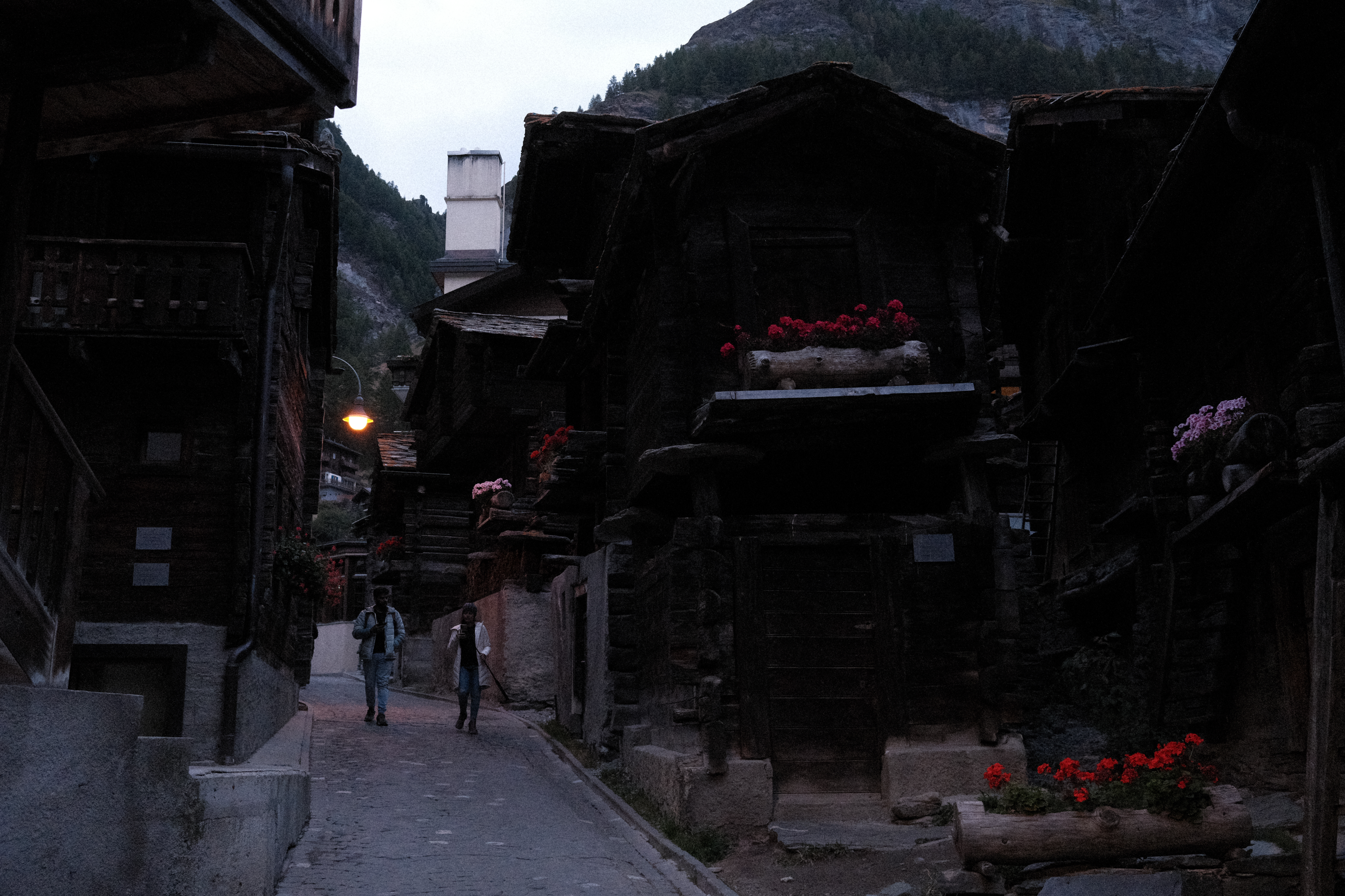 Looking up from Z'alt Hischi at dusk