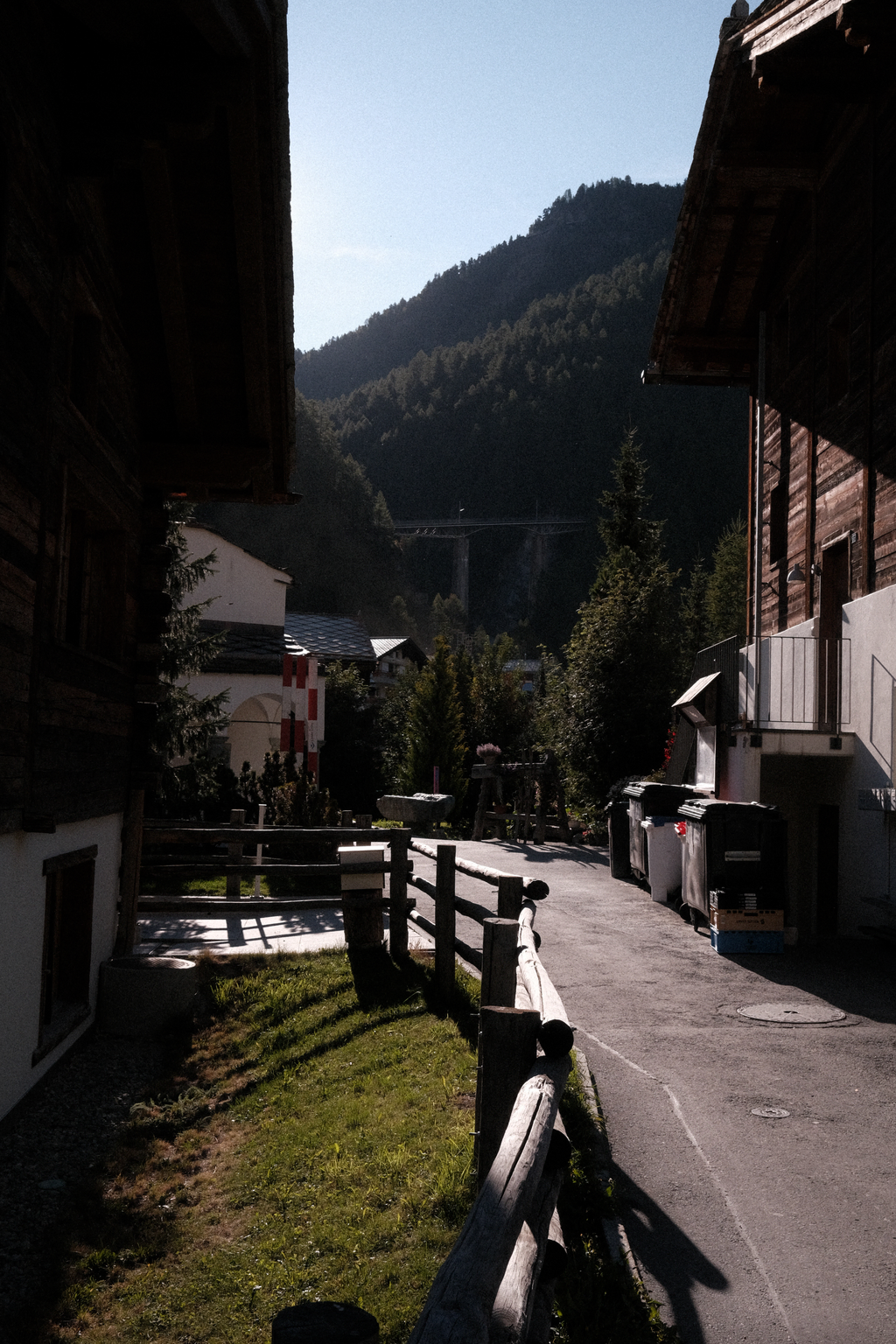 Dramatic morning light along a small side-street