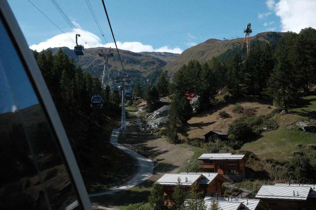 The gondola line from Zermatt to Furi