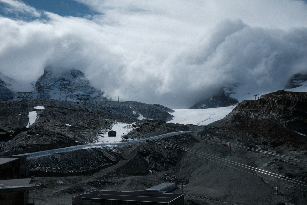 A gondola returning from Zermatt Glacier Paradise