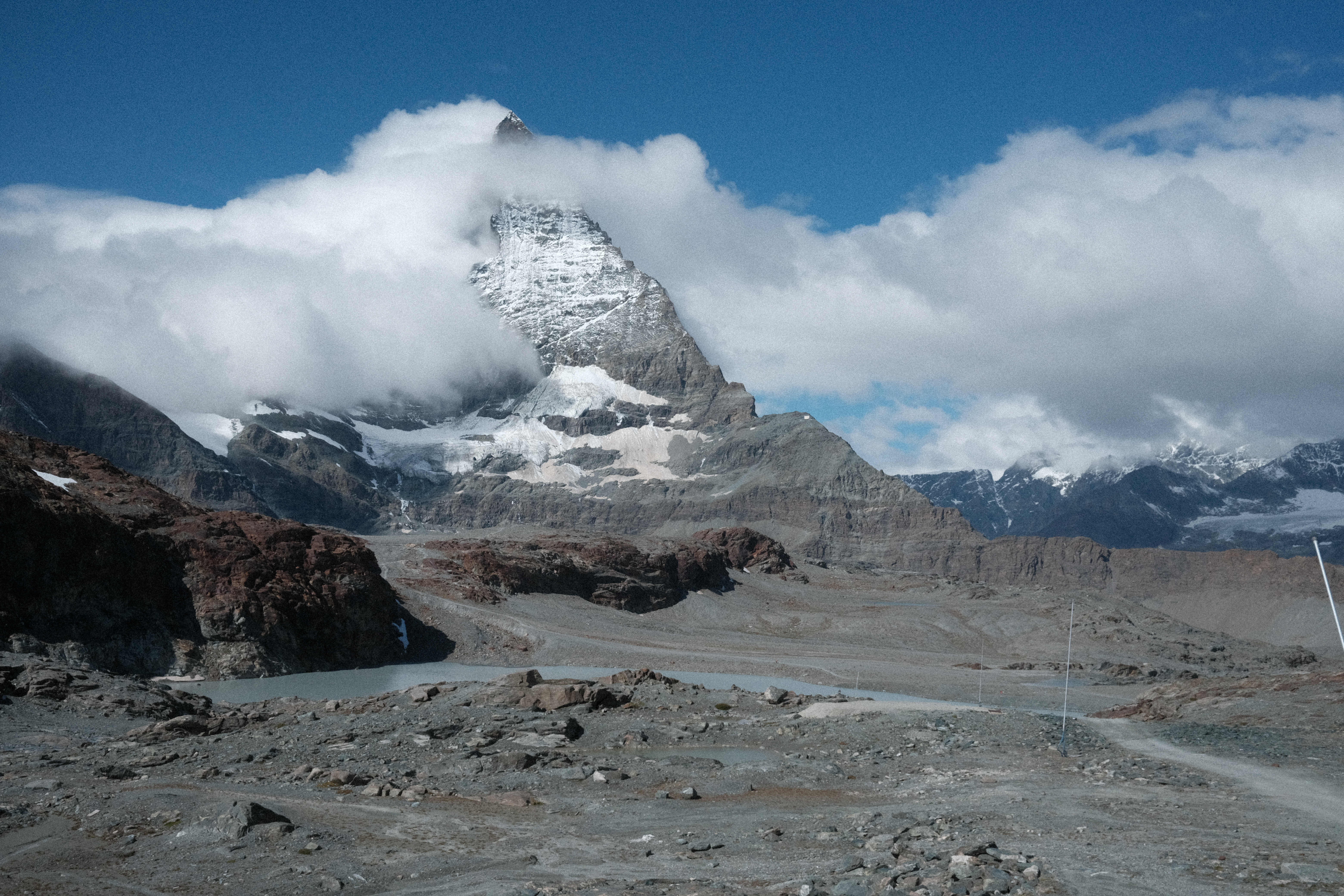 The Matterhorn with Theodulgletschersee Lake in the foreground