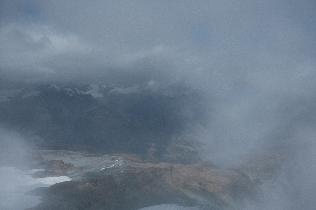 The view of Trockener Steg from the observation platform at Zermatt Glacier Paradise