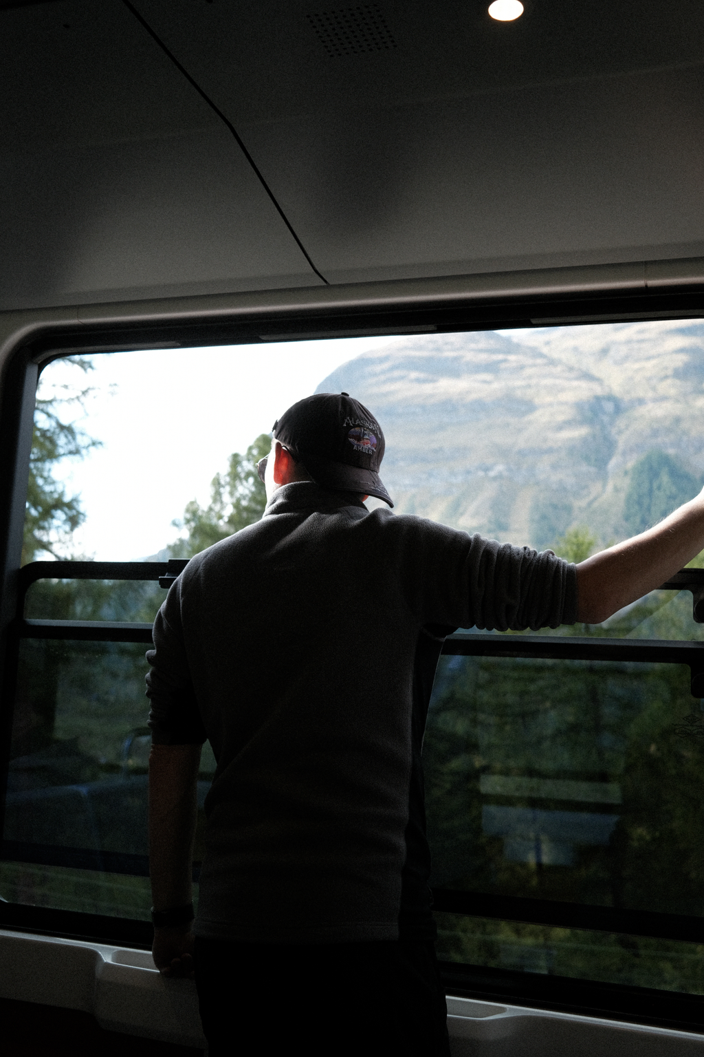 Tim looking out ahead of the path the Gornergrat railway is taking