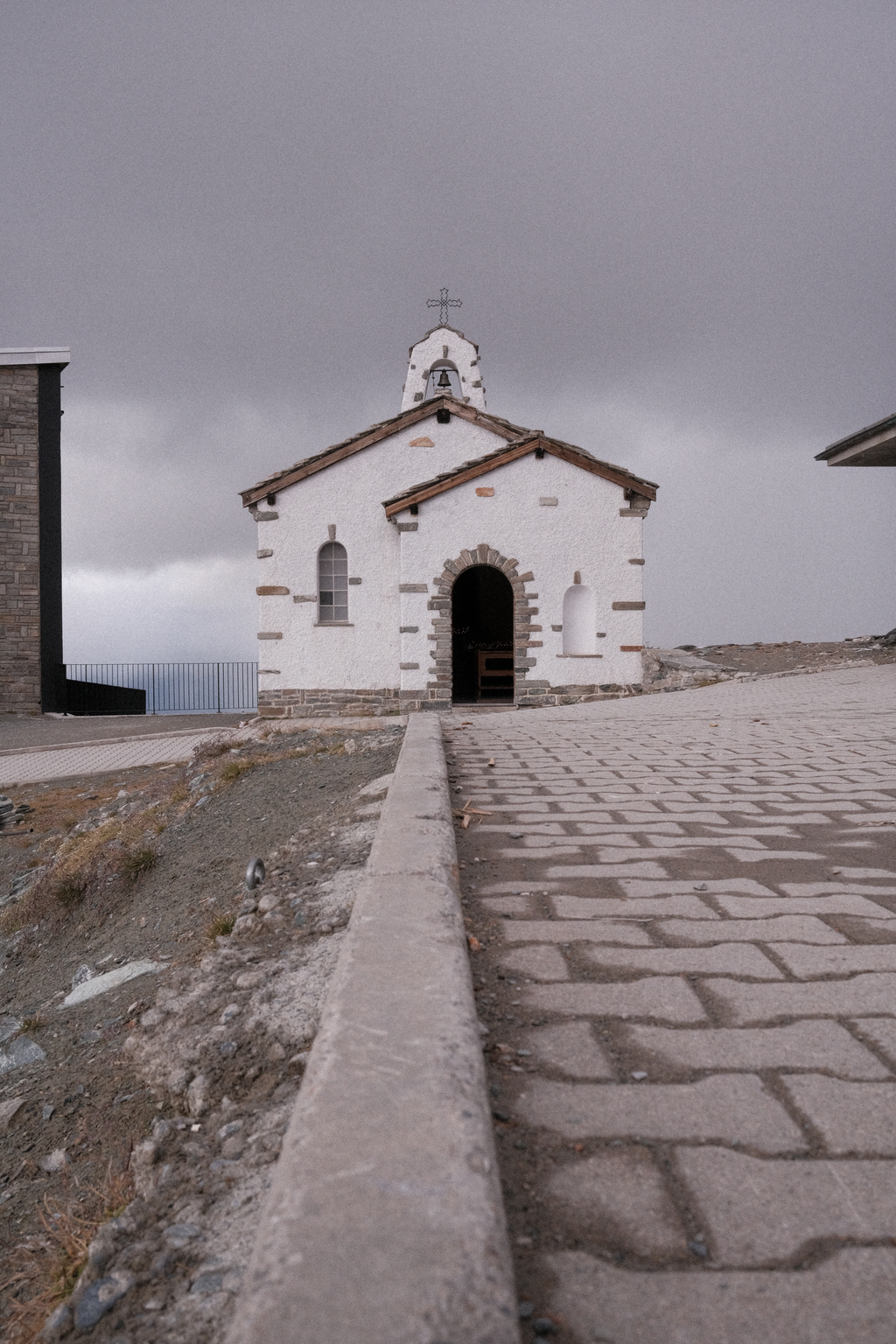 Chapelle du Gornergrat Bernhard von Aosta backset to an incoming snowstorm