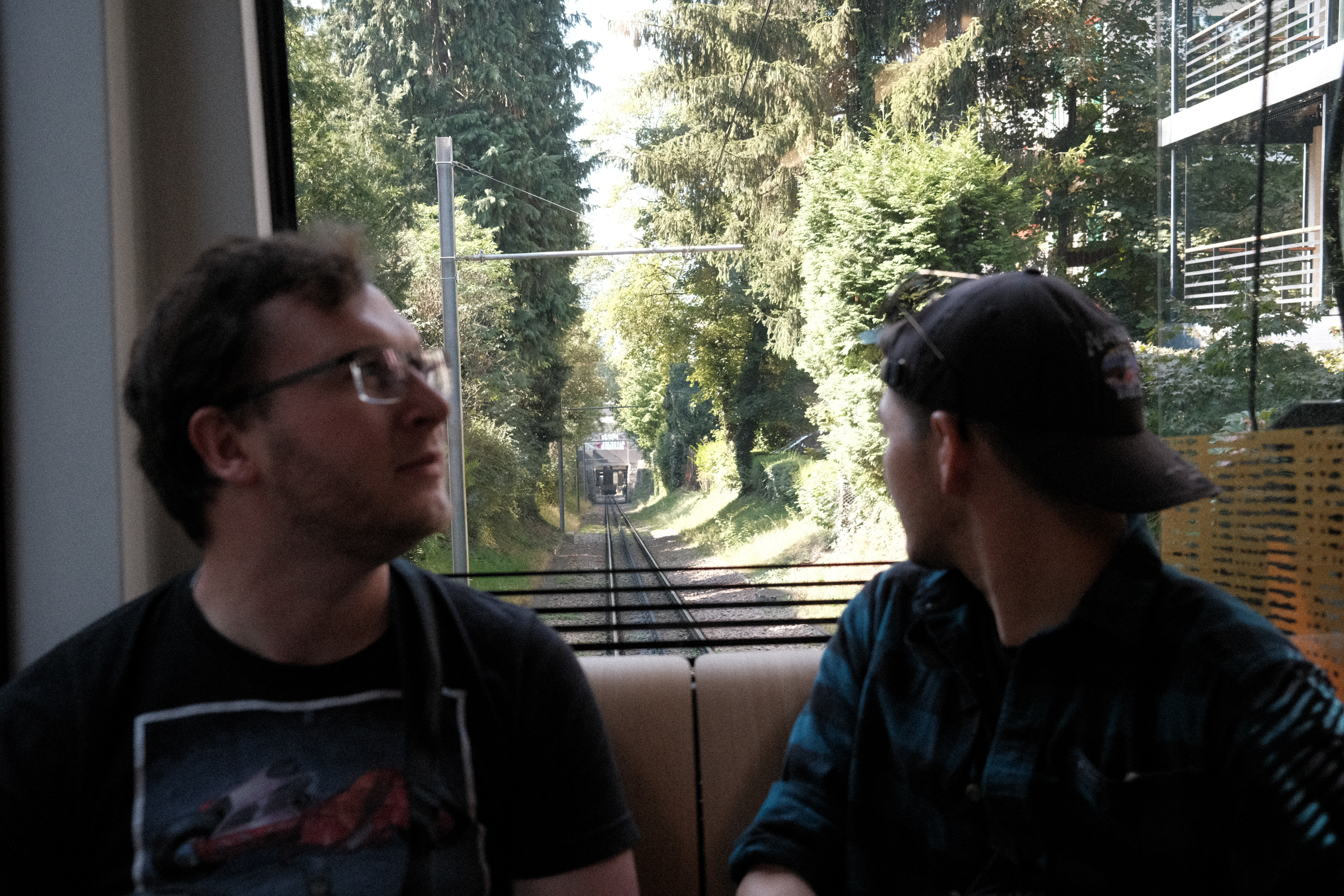 Nick & Tim looking back down the Dolderbahn railway