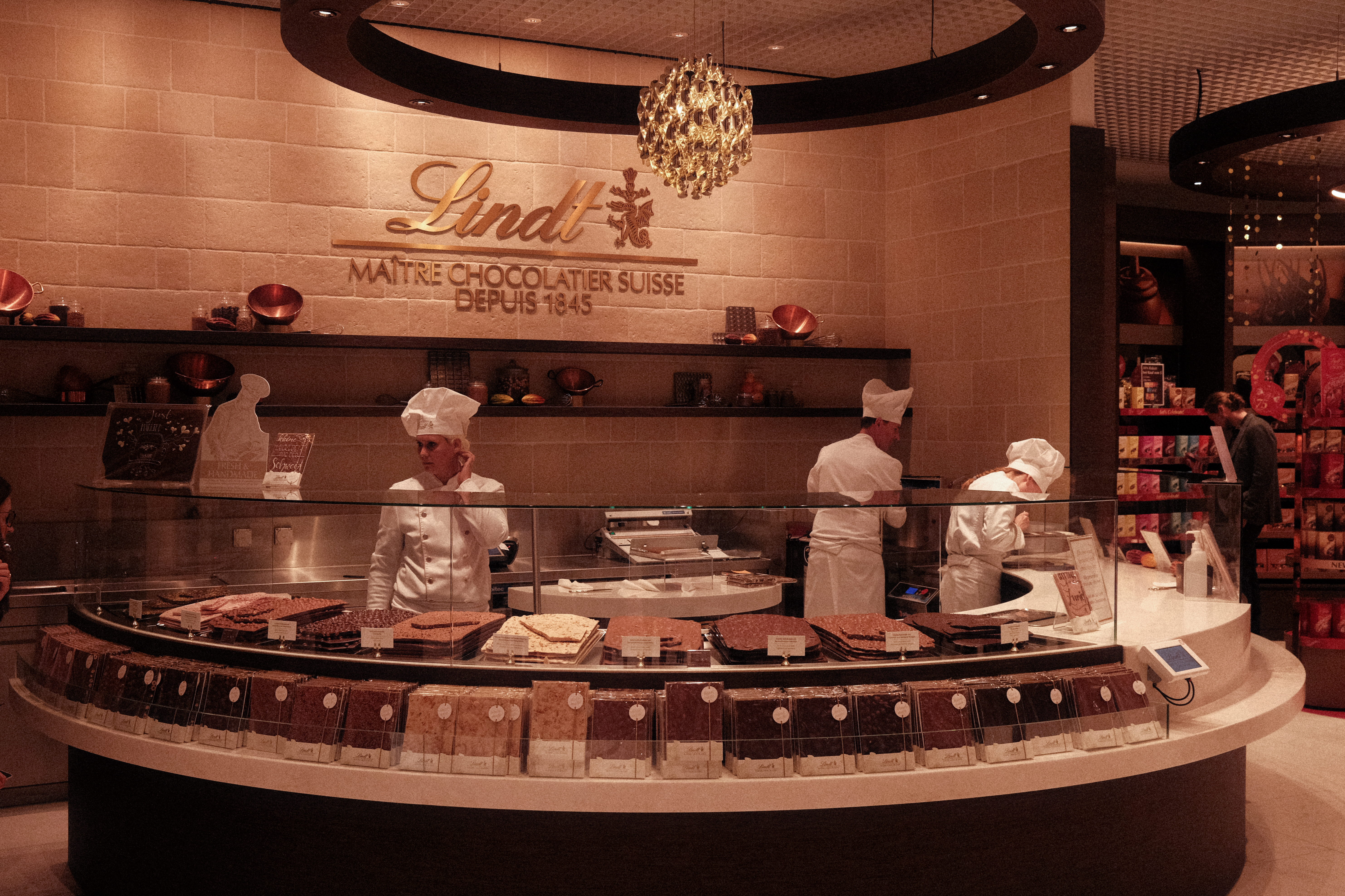 Chocolatiers at Lindt providing live demonstrations