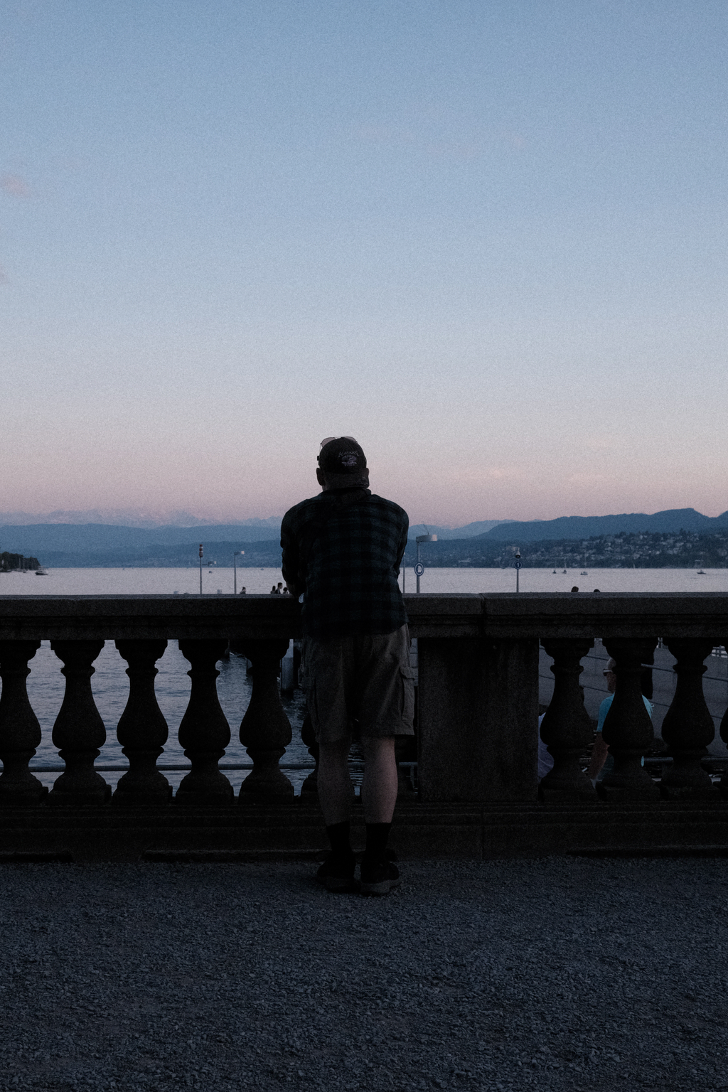 Tim looking over Lake Zurich towards the Swiss Alps