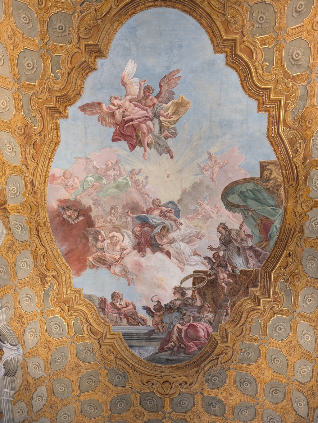 Mural on the ceiling of the Doge's private chapel, depicting the priorities of the Doge