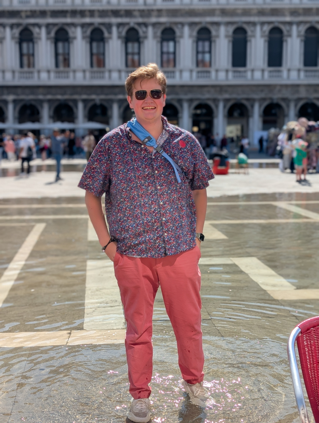 Sean standing in the Acqua Alta