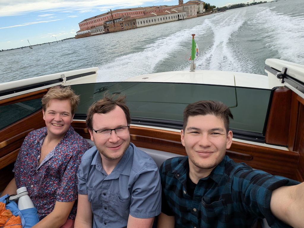 Group selfie on the boat to Murano to tour a glass factory