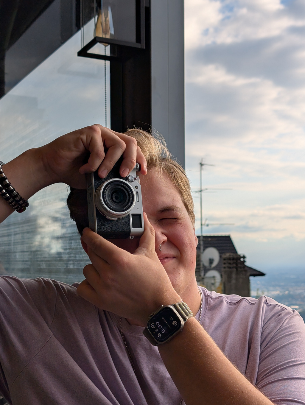 Sean taking a picture of something at the Bellavista bar