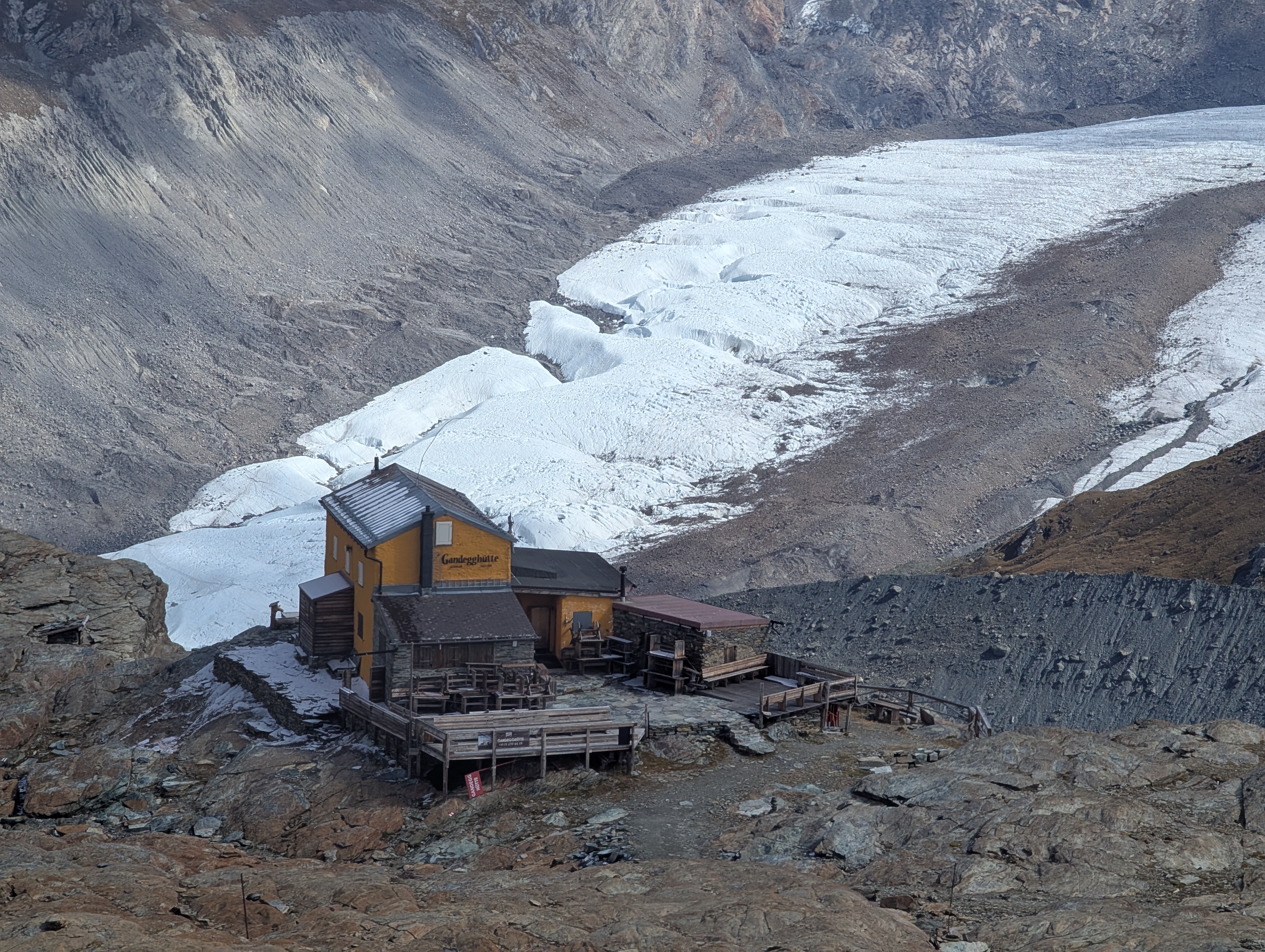 Gandegghütte as seen from the gondola between Trockener Steg and Zermatt Glacier Paradise