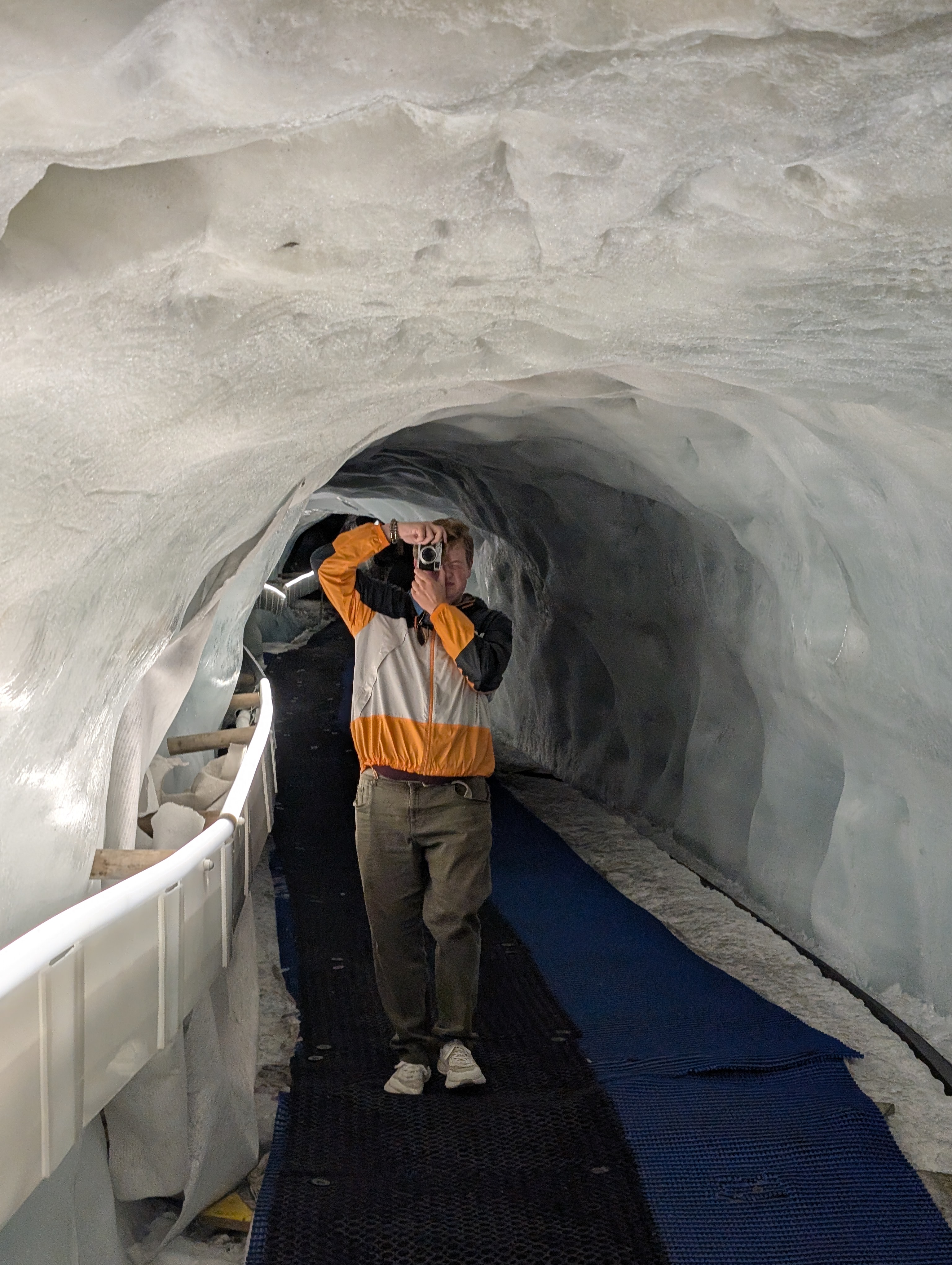 Sean taking a picture from the tunnels of the Glacier Palace