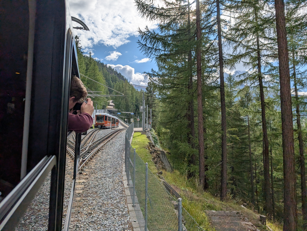 Sean taking a picture out of the Gornergrat railway