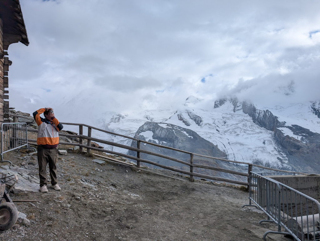 Sean taking a picture at Gornergrat with the Grenzgletscher glacier in the background